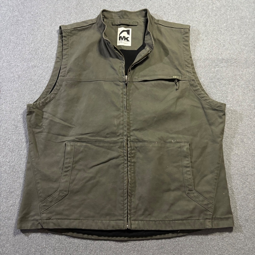 Mountain Khakis Canvas Vest Mens XL Olive Green Rugged Workwear Outdoor Layer